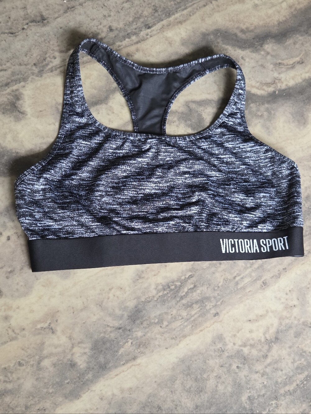 🛍​Victoria's Sport Heathered Charcoal Racerback Sports Bra Size XL